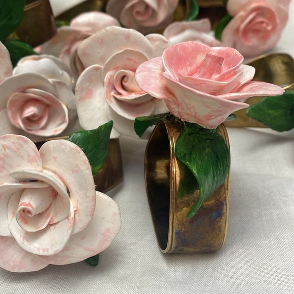 Elegant Pink Rose Napkin Rings- set of 12 - Picture 10 of 16